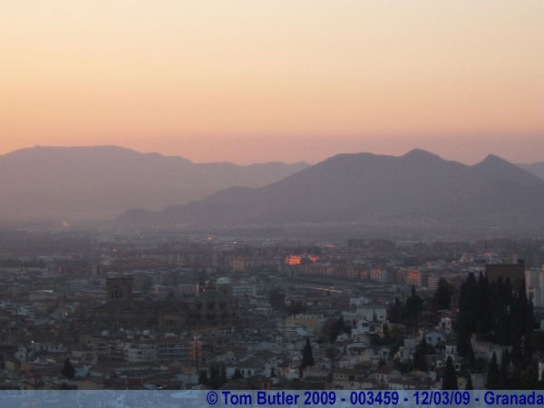 Photo ID: 003459, The city bathed in the warm glow of a spring sunset, Granada, Spain