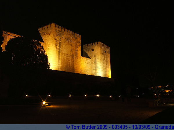 Photo ID: 003495, The entry towers to the Alcazaba at night, Granada, Spain