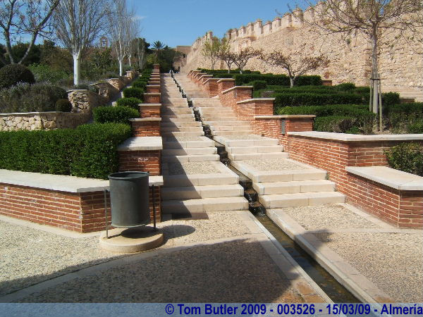Photo ID: 003526, Water flowing down the steps inside the Alcazaba, Almera, Spain