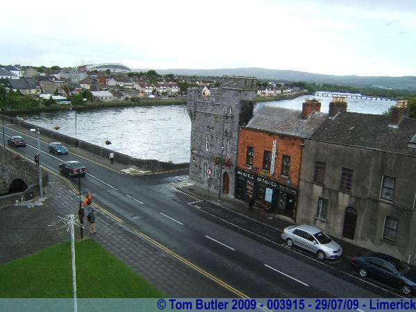 Photo ID: 003915, Looking down on Thomond Bridge from the castle towers, Limerick, Ireland