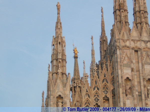 Photo ID: 004177, The golden statue of La Madonnina on the top of the Duomo, Milan, Italy