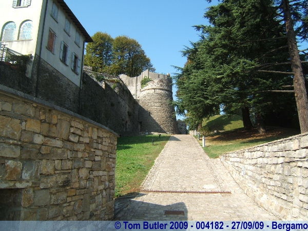 Photo ID: 004182, Walking up to the ruins of the castle on the top of Monte San Vigilio, Bergamo, Italy