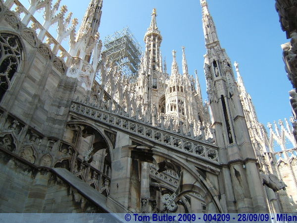 Photo ID: 004209, Flying buttresses and spires galore on the roof of the cathedral, Milan, Italy