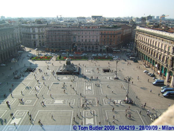 Photo ID: 004219, The Piazza del Duomo seen from the roof of the Duomo, Milan, Italy