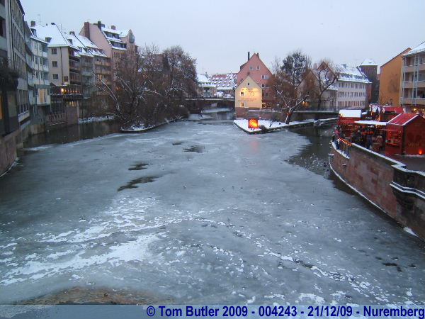 Photo ID: 004243, Ice blocking the flow of the Pegnitz river, Nuremberg, Germany