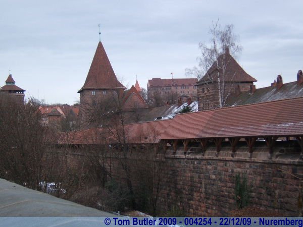 Photo ID: 004254, The city walls, and on the hill the Kaiserburg, Nuremberg, Germany