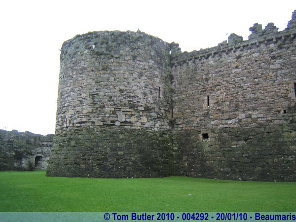 Photo ID: 004292, The thick walls of the inner castle, Beaumaris, Wales