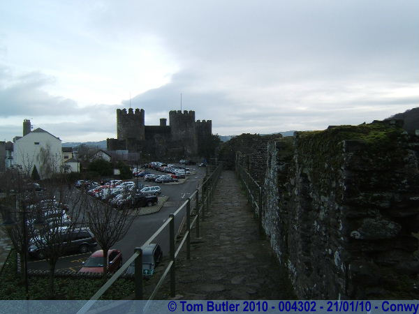 Photo ID: 004302, Looking along the town walls towards the castle, Conwy, Wales