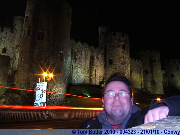 Photo ID: 004323, In front of Conwy castle at night, Conwy, Wales