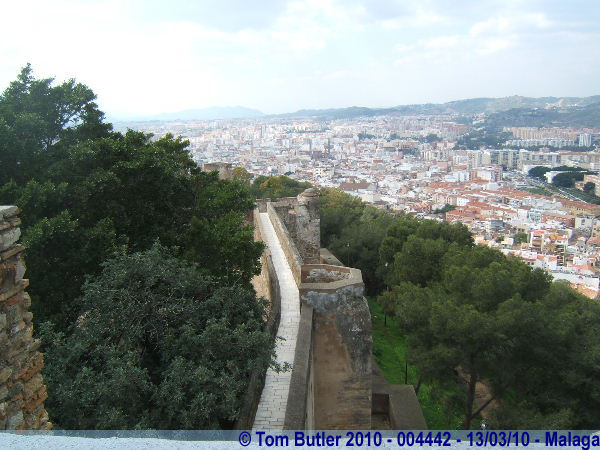 Photo ID: 004442, Looking down on the wall walkway, Malaga, Spain