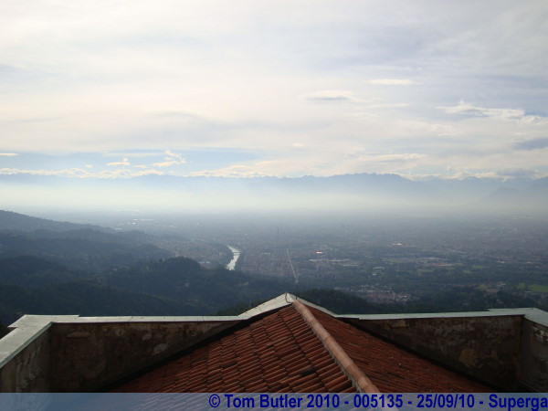 Photo ID: 005135, Looking out across Turin from the base of the Cupola of the Basilica, Superga, Italy