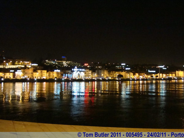 Photo ID: 005495, Looking across the Douro towards Vila Nova de Gaia at night, Porto, Portugal