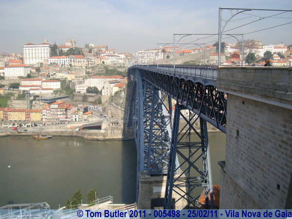 Photo ID: 005498, Looking back towards Porto from the top deck of the Dom Luis bridge, Vila Nova de Gaia, Portugal