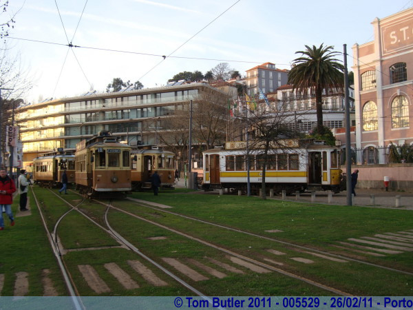 Photo ID: 005529, Most of the tram fleet, being put to bed for the night, Porto, Portugal