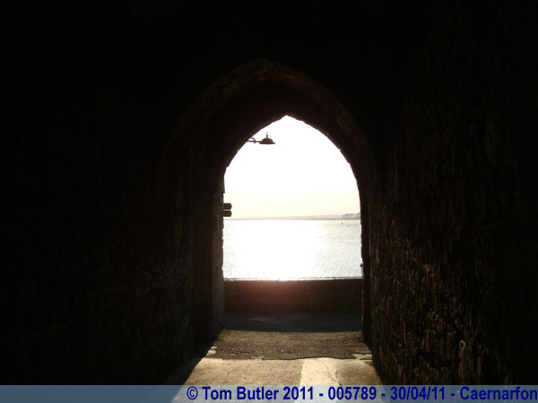 Photo ID: 005789, The sun starts to set on the Menai Strait, Caernarfon, Wales