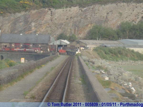 Photo ID: 005809, Looking back to the Ffestiniog works at Boston Lodge from the Cob, Porthmadog, Wales