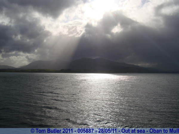 Photo ID: 005887, Looking towards the mountains of Mull, and another hefty shower, Out at sea - Oban to Mull, Scotland