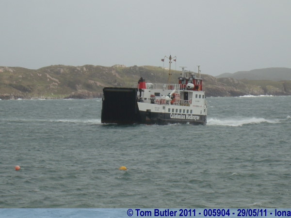 Photo ID: 005904, The CalMac Ferry struggles to make the crossing, Iona, Scotland