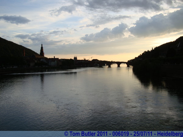 Photo ID: 006019, Looking down the river at dusk, Heidelberg, Germany