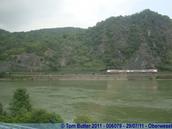 Photo ID: 006079, A train runs up the other bank of the Rhine, Oberwesel, Germany