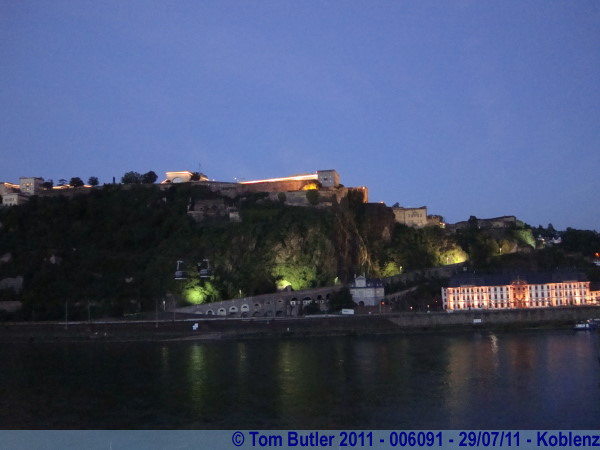 Photo ID: 006091, Looking up to the Ehrenbreitstein Fortress from the Deutsches Eck, Koblenz, Germany