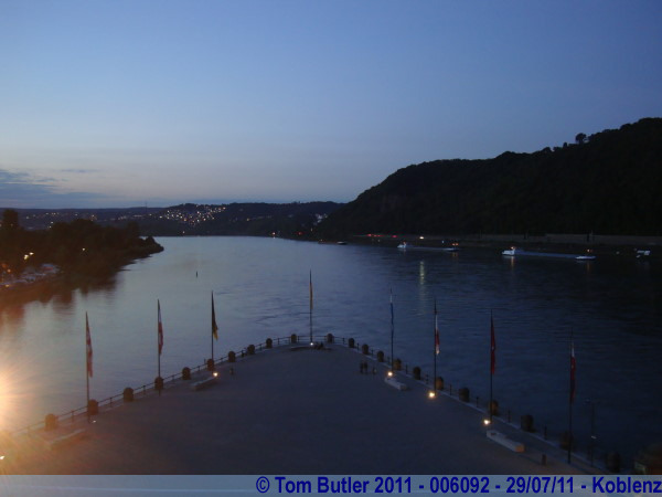 Photo ID: 006092, The view from the Kaiser-Wilhelm-Denkmal at dusk, Koblenz, Germany