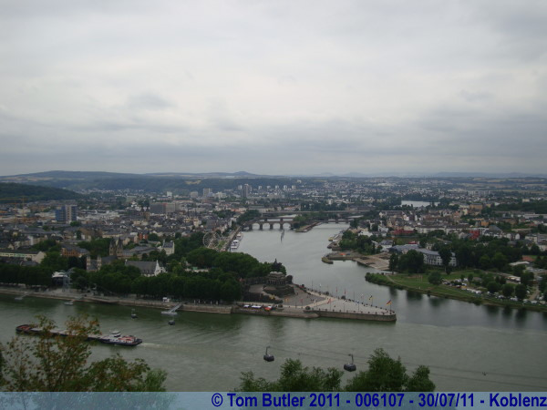 Photo ID: 006107, Looking down on Deutsches Eck from the fortress, Koblenz, Germany