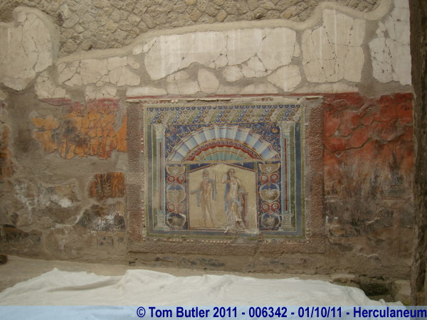 Photo ID: 006342, A mosaic still on the walls, Herculaneum, Italy