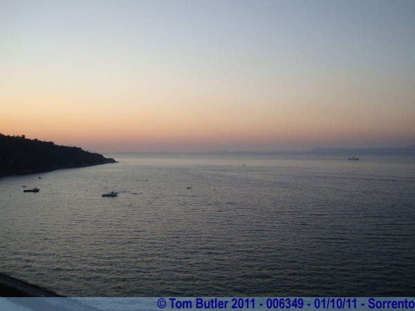 Photo ID: 006349, The sun starts to set into the Bay of Naples, Sorrento, Italy