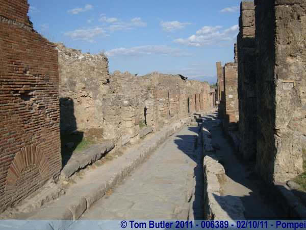 Photo ID: 006389, Looking along one of the back streets of Pompei, Pompei, Italy