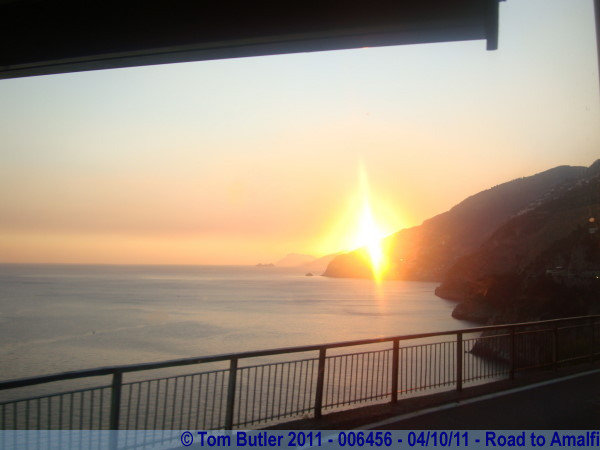 Photo ID: 006456, The sun starts to set behind the hills of the Amalfi Coast, Road to Amalfi, Italy