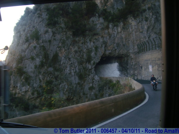 Photo ID: 006457, About to enter a tunnel hacked from the rock, Road to Amalfi, Italy