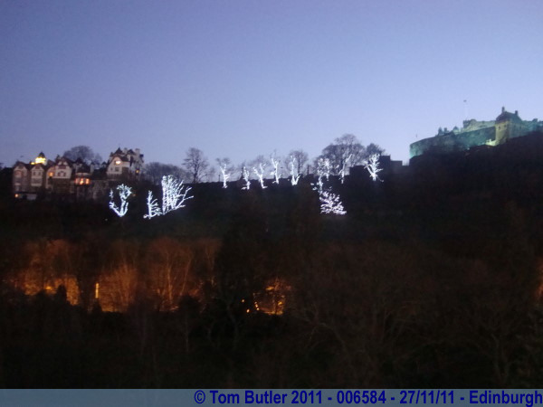 Photo ID: 006584, Christmas lights in the trees on the Mound, Edinburgh, Scotland
