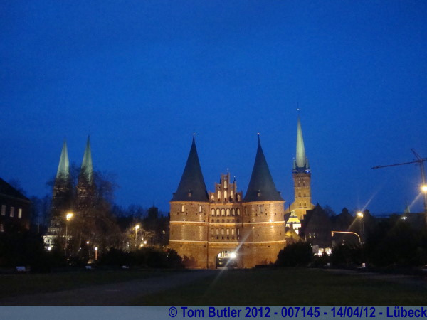 Photo ID: 007145, The Holstentor at dusk, Lbeck, Germany