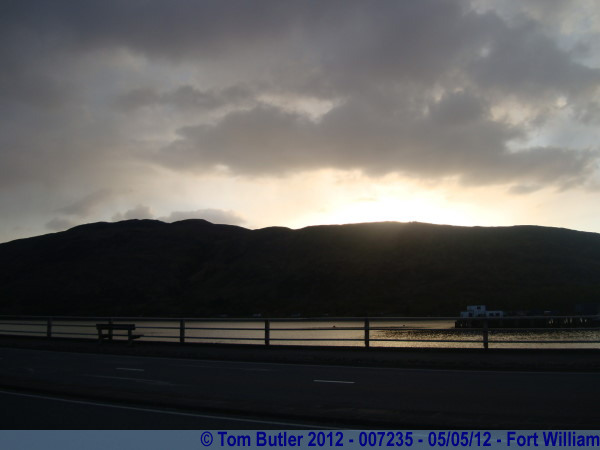 Photo ID: 007235, The sun starts to set behind the hills around town, Fort William, Scotland