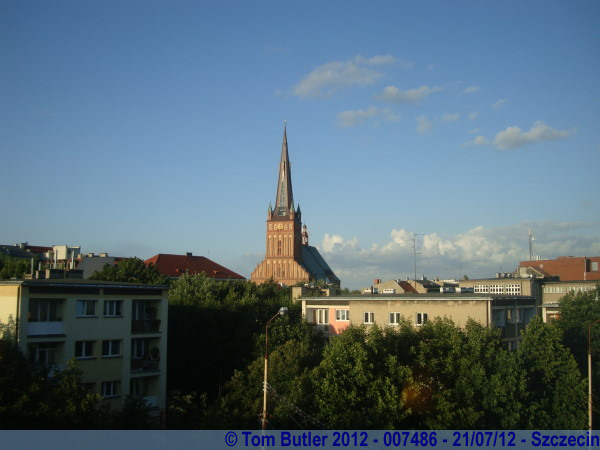 Photo ID: 007486, The view from my hotel room towards the tower of the Cathedral, Szczecin, Poland