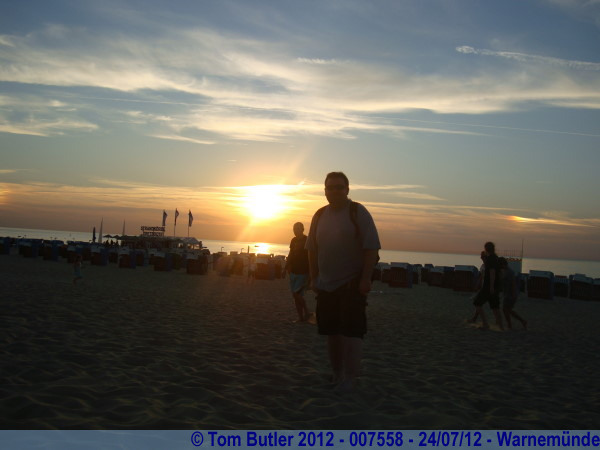 Photo ID: 007558, Standing on the beach at sunset, Warnemnde, Germany
