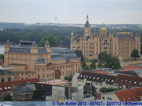 Photo ID: 007627, Looking across to the Schlo from the tower of the Cathedral, Schwerin, Germany