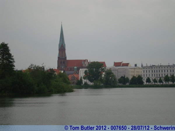 Photo ID: 007650, The Cathedral across the lake, Schwerin, Germany
