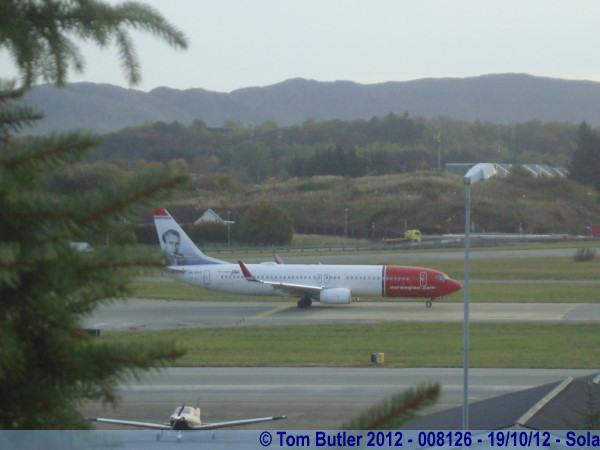 Photo ID: 008126, A Norwegian plane prepares to depart, Sola, Norway