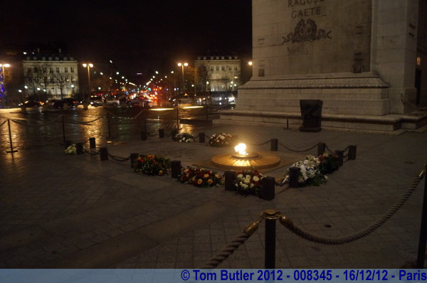 Photo ID: 008345, The eternal flame burns above the tomb of the unknown soldier at the Arc, Paris, France