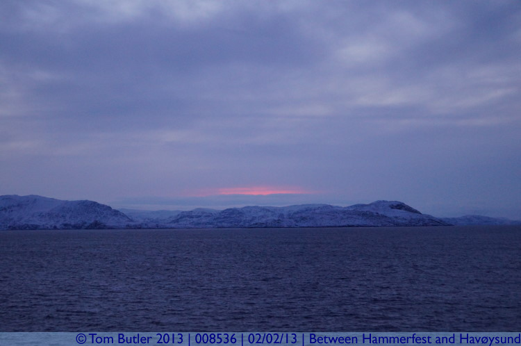 Photo ID: 008536, Dawn breaks in the Far north, On the Hurtigruten between Hammerfest and Havysund, Norway