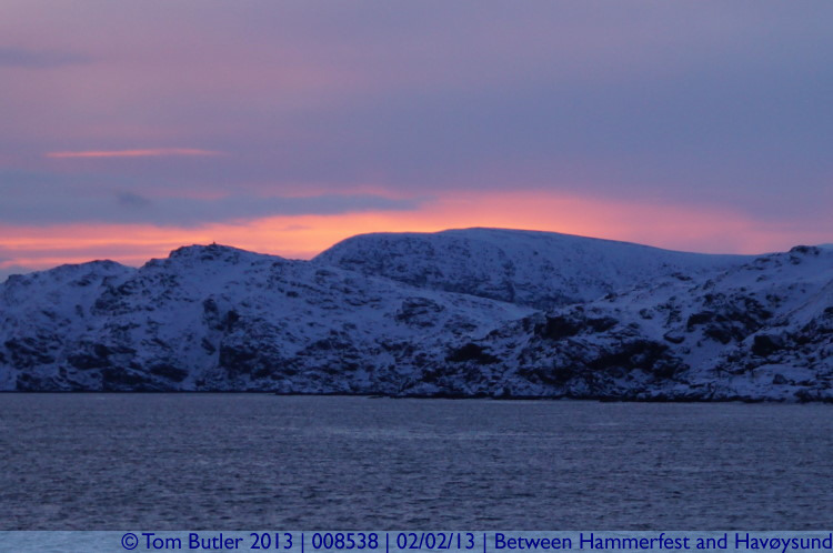 Photo ID: 008538, The first light of dawn, On the Hurtigruten between Hammerfest and Havysund, Norway