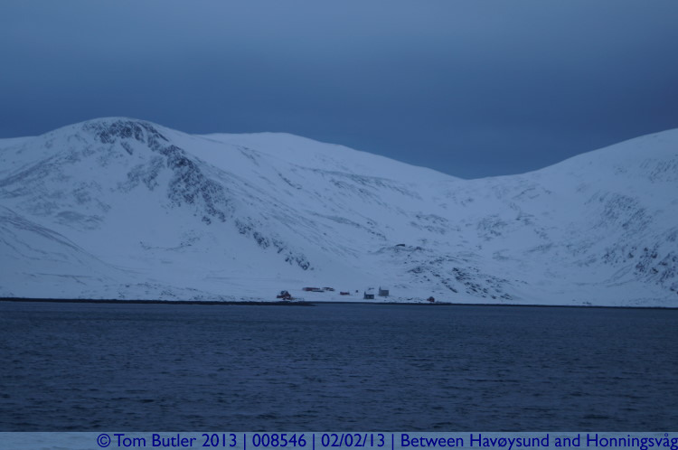 Photo ID: 008546, Fjord side settlement, On the Hurtigruten between Havysund and Honningsvg, Norway