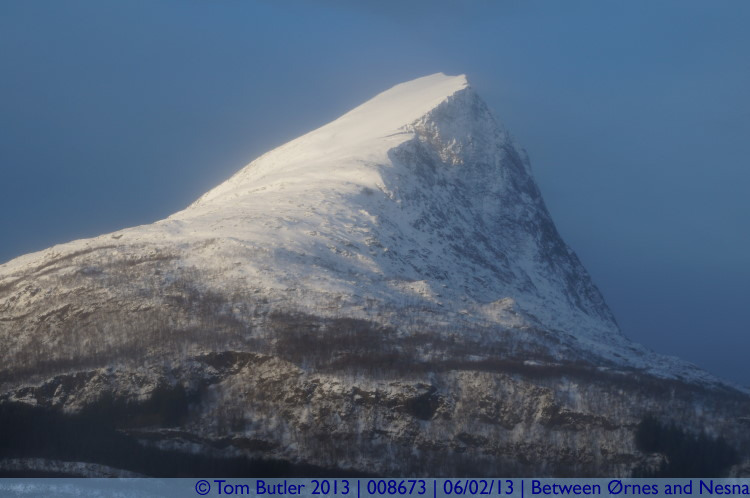 Photo ID: 008673, A snowy peak, On the Hurtigruten between rnes and Nesna, Norway