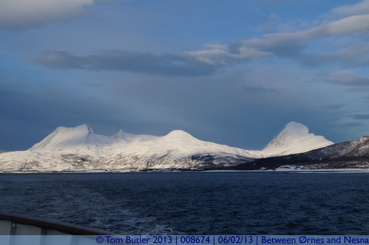 Photo ID: 008674, Snow capped mountains, On the Hurtigruten between rnes and Nesna, Norway