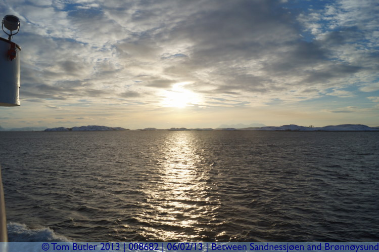 Photo ID: 008682, The sun starting to set already, On the Hurtigruten between Sandnessjen and Brnnysund, Norway