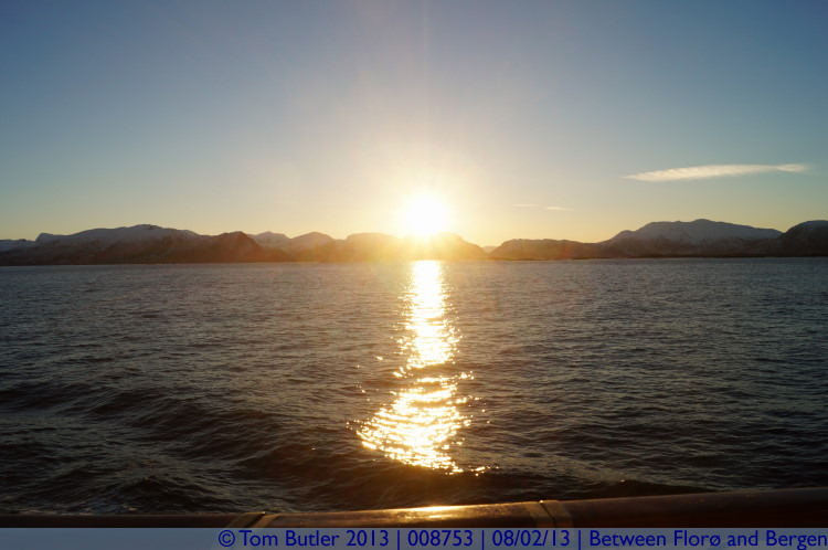 Photo ID: 008753, The last sunrise on-board, On the Hurtigruten between Flor and Bergen, Norway