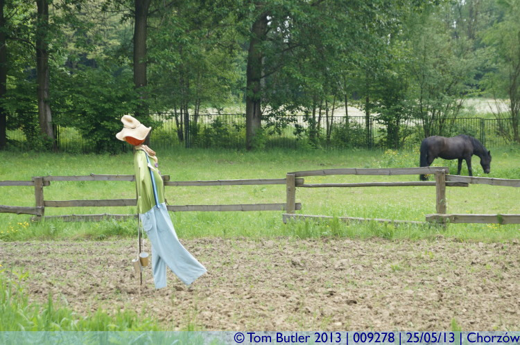 Photo ID: 009278, Scarecrow and horses, Chorzw, Poland