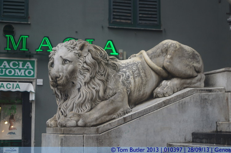 Photo ID: 010397, A worried looking lion, Genoa, Italy